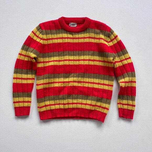 Vintage 60's Striped Knit Sweater / GARLAND RUGGLESPUN / S/M / Mod Retro - Picture 1 of 9